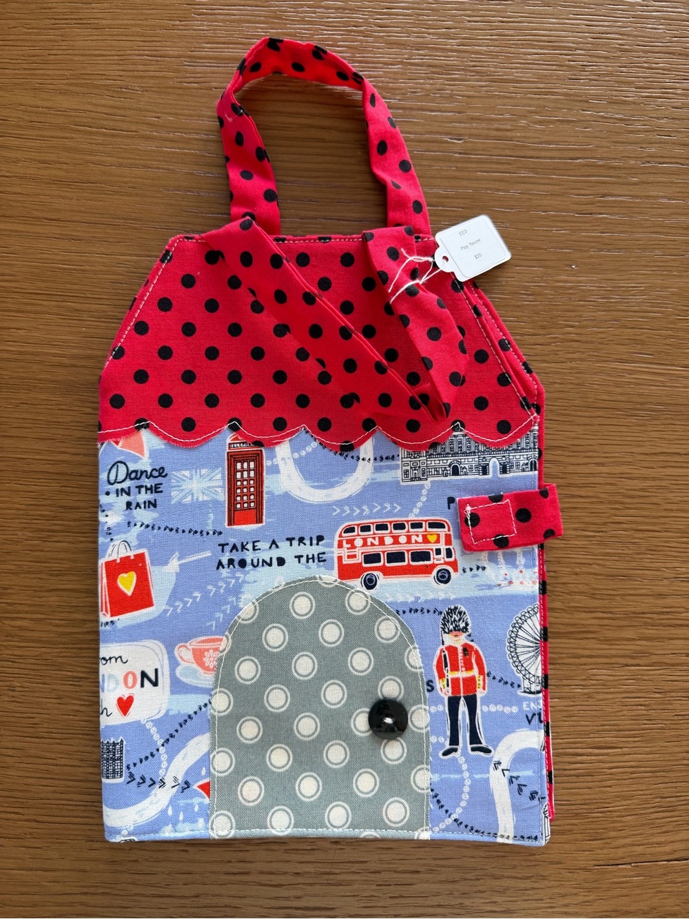 Kids Red Polka Dot Play Purse with London Print
